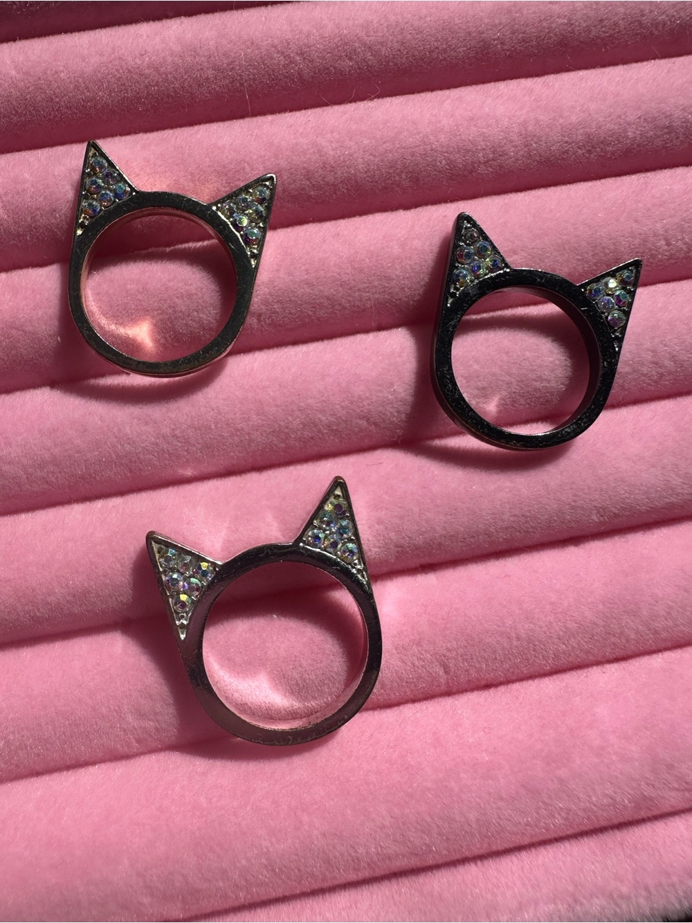 Prism • Iridescent Rhinestone Cat Ear Rings - Picture 17 of 17